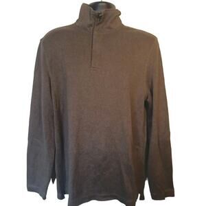 Banana Republic Cotton Knit Quarter Zip Mock Sweater Dk. Brown Mens Large